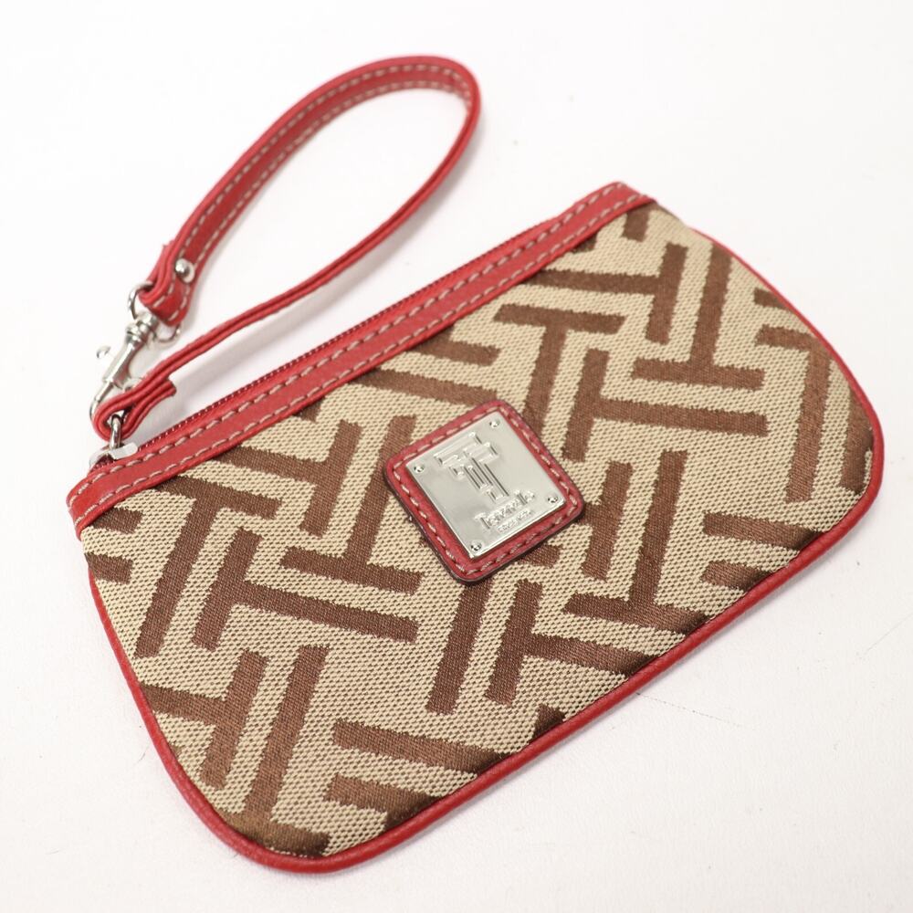 Tignanello Wristlet Handbag Women S Signature Canvas Leather Trim Purse Bag